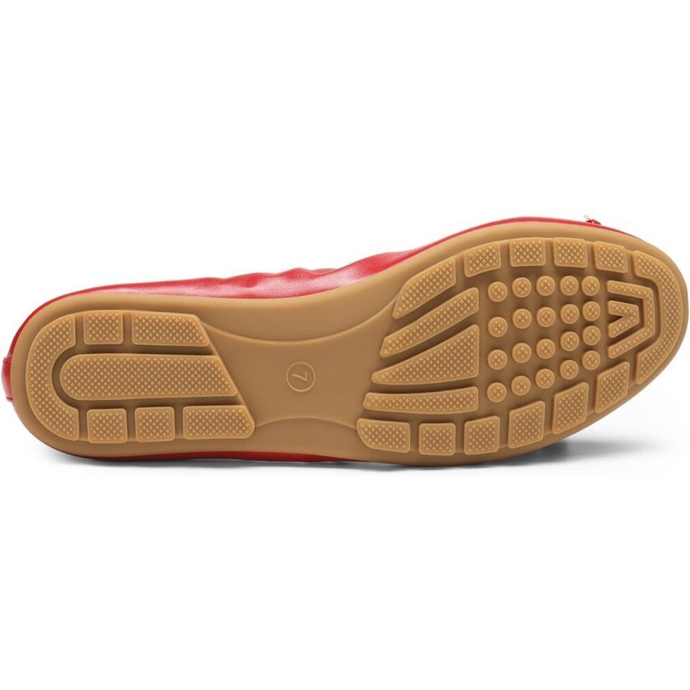 Women's Red Bowknot Round Toe Comfort Light Weight Slip-on Foldable Flats - Picture 5 of 9